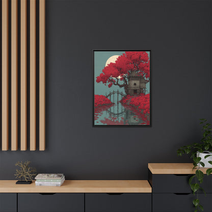 Red Tree Japandi Art Framed Canvas Wall Art