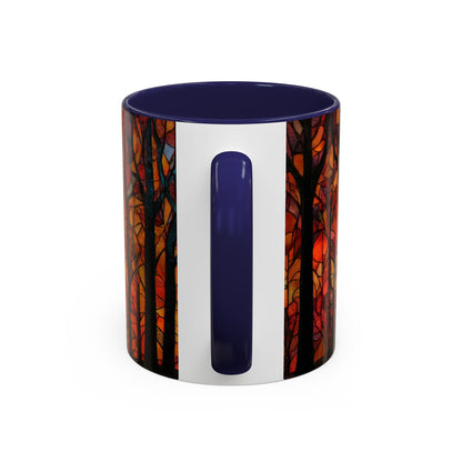 Autumn and Black Cat Stained Glass Effect Mug