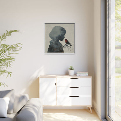 Child Silhouette Square Framed Canvas Wall Art