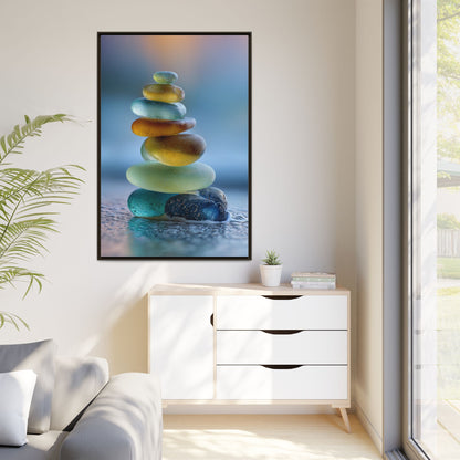 Calming Green Stones Framed Canvas Wall Art