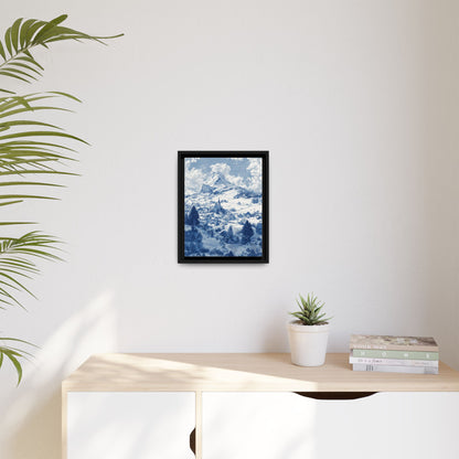 Countryside Blue Toile de Jouy Framed Canvas Wall Art