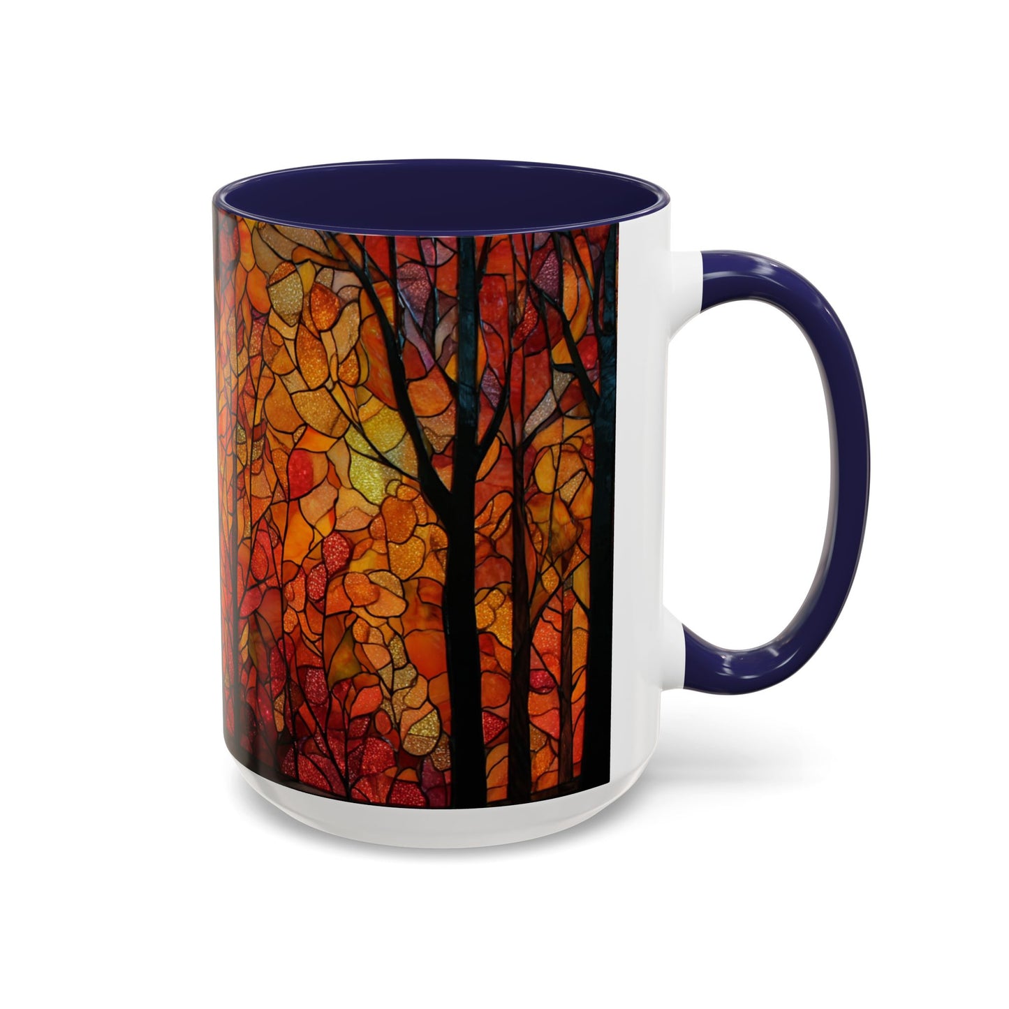 Autumn and Black Cat Stained Glass Effect Mug