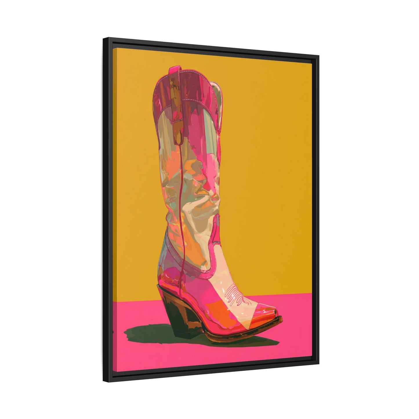 Retro Western Themed Framed Canvas Wall Art