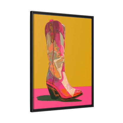 Retro Western Themed Framed Canvas Wall Art