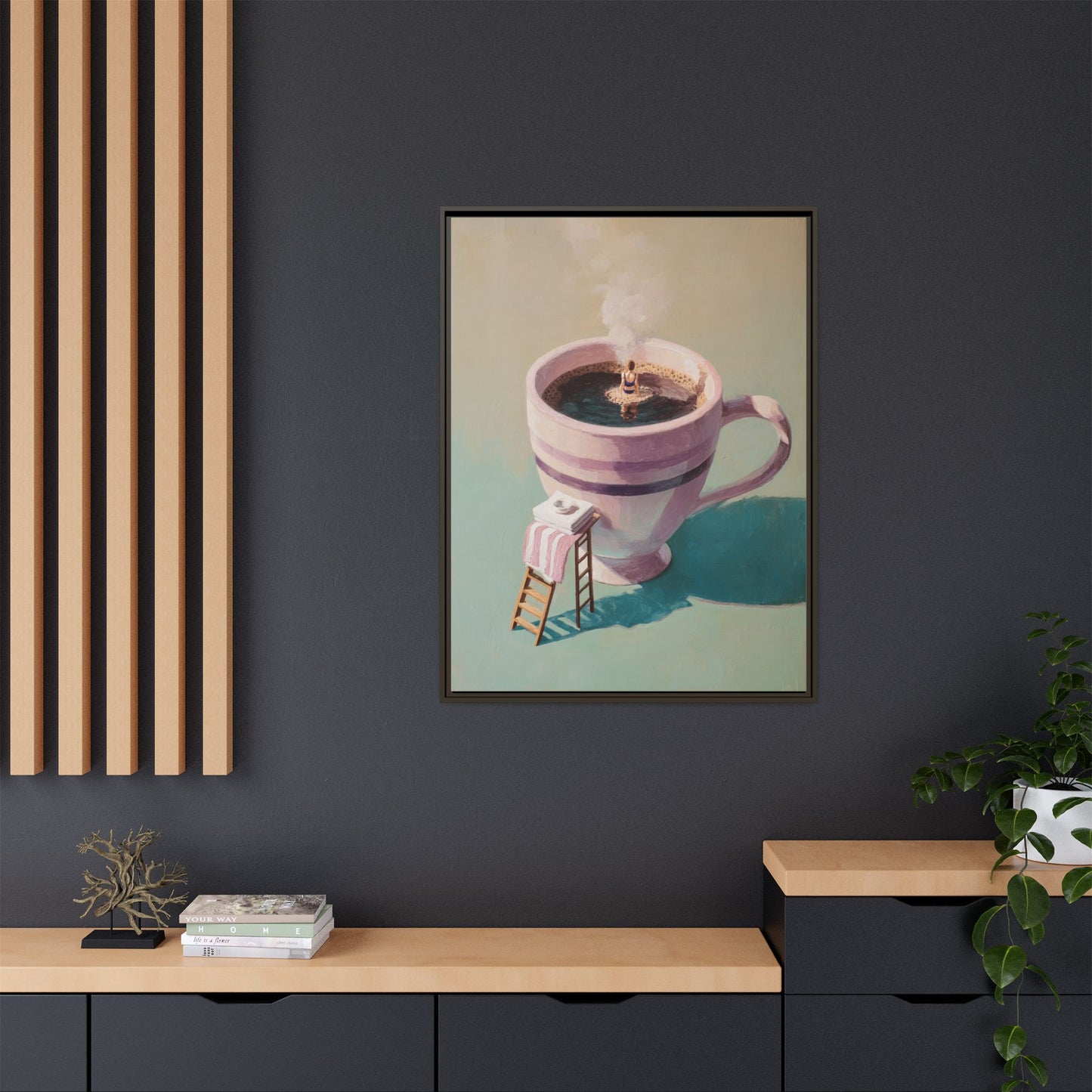 Funny Coffee Lover Framed Canvas Wall Art