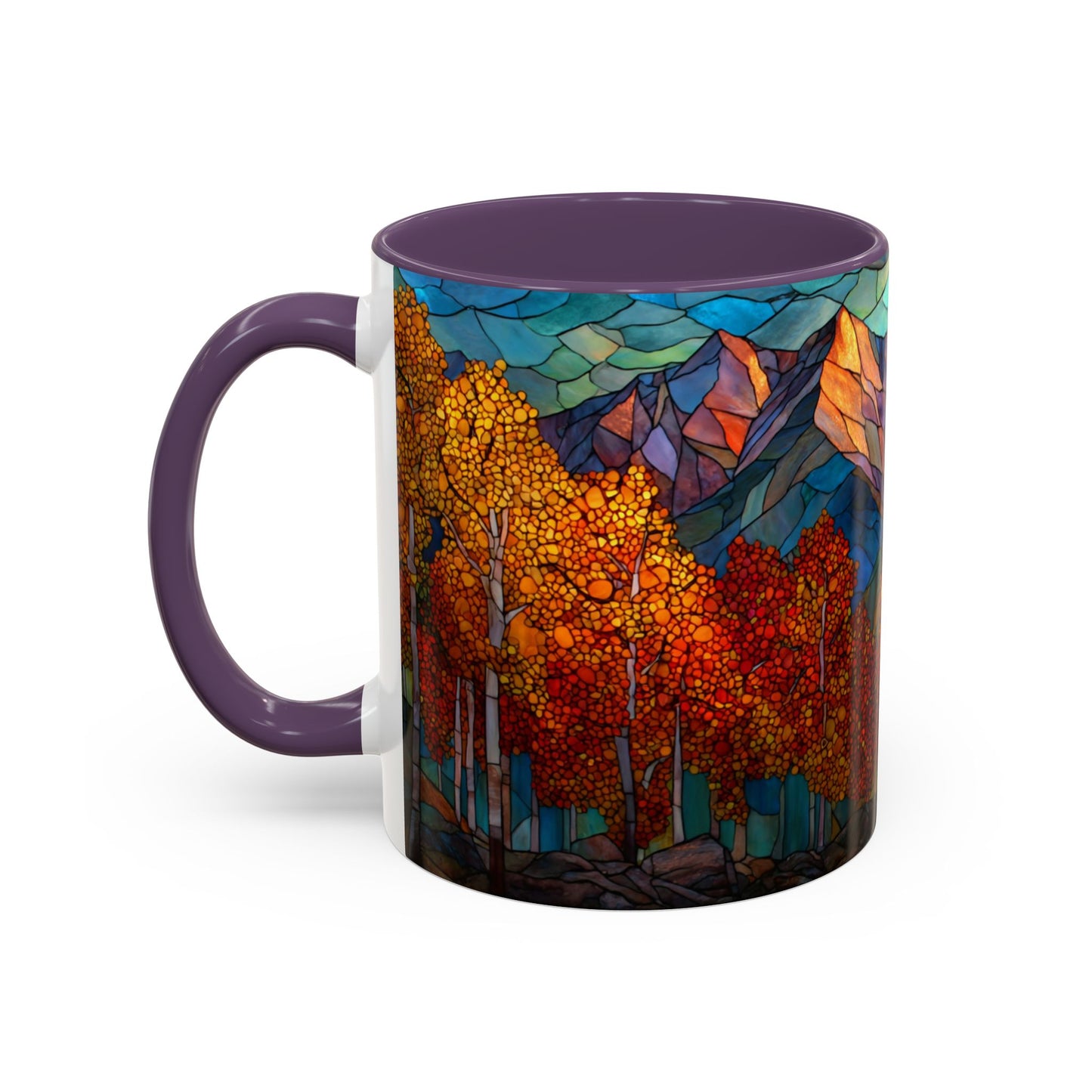 Autumn Mountain Stained Glass Effect Coffee Mug