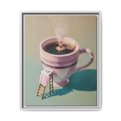 Funny Coffee Lover Framed Canvas Wall Art