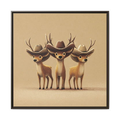 Cowboy Reindeers Christmas Framed Canvas Wall Art