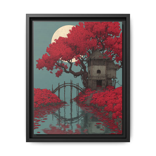 Red Tree Japandi Art Framed Canvas Wall Art