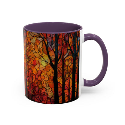 Autumn and Black Cat Stained Glass Effect Mug