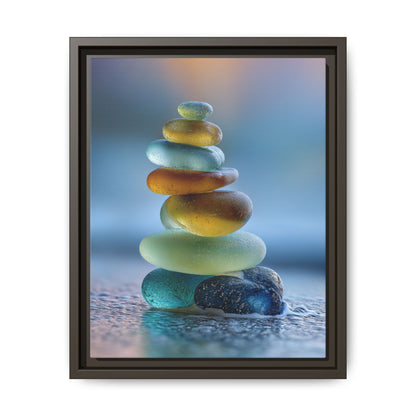 Calming Green Stones Framed Canvas Wall Art