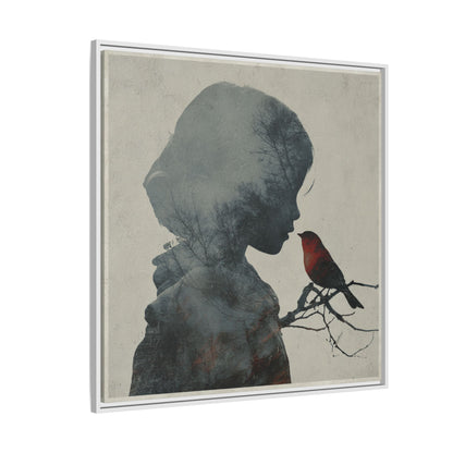 Child Silhouette Square Framed Canvas Wall Art