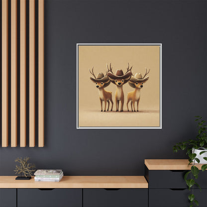 Cowboy Reindeers Christmas Framed Canvas Wall Art