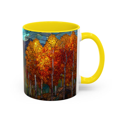 Autumn Mountain Stained Glass Effect Coffee Mug