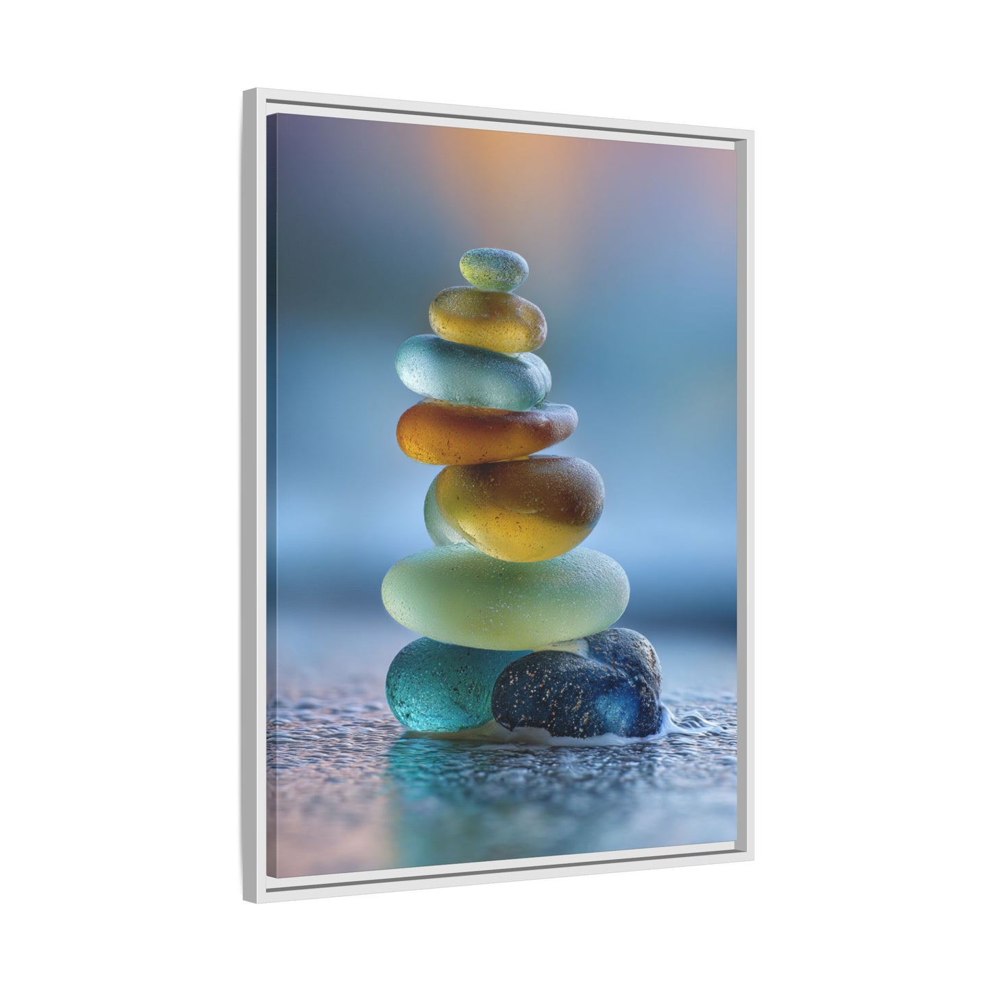 Calming Green Stones Framed Canvas Wall Art