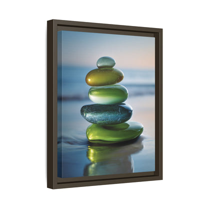 Calming Green Stones Framed Canvas Wall Art