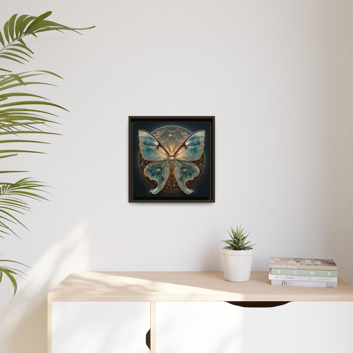 Luna Moth Square Framed Canvas Wall Art