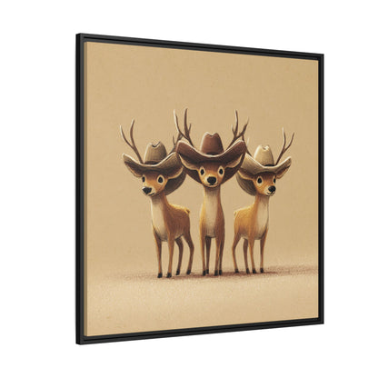 Cowboy Reindeers Christmas Framed Canvas Wall Art