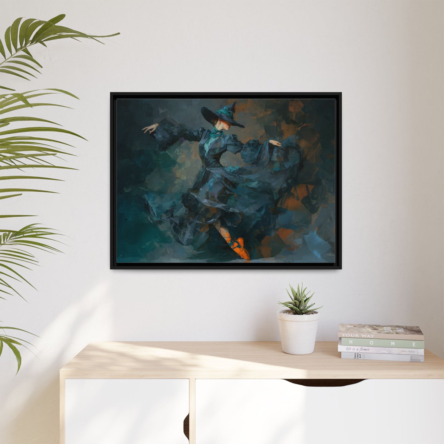 Dancing Witch Framed Canvas Wall Art