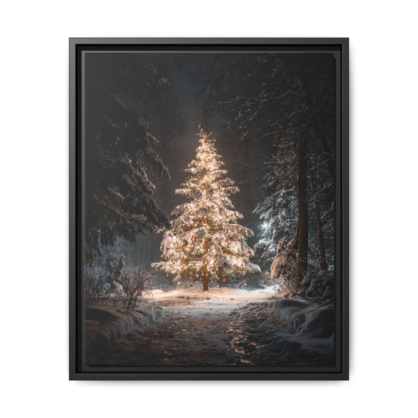 Bright Christmas Tree Framed Canvas Wall Art