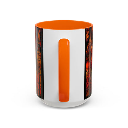 Autumn and Black Cat Stained Glass Effect Mug