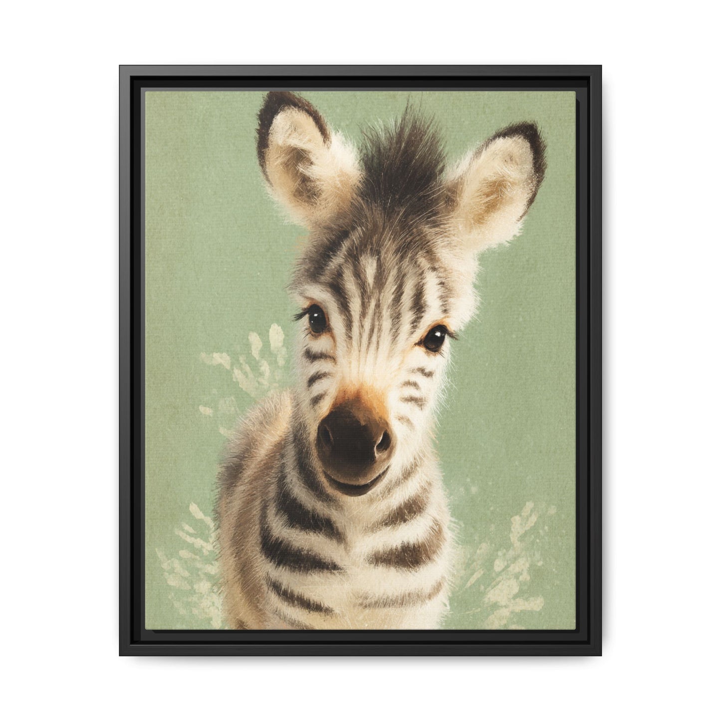 Baby Zebra Nursery Framed Canvas Wall Art