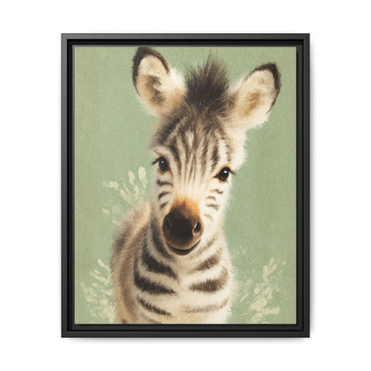 Baby Zebra Nursery Framed Canvas Wall Art