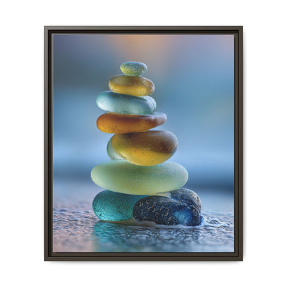 Calming Green Stones Framed Canvas Wall Art