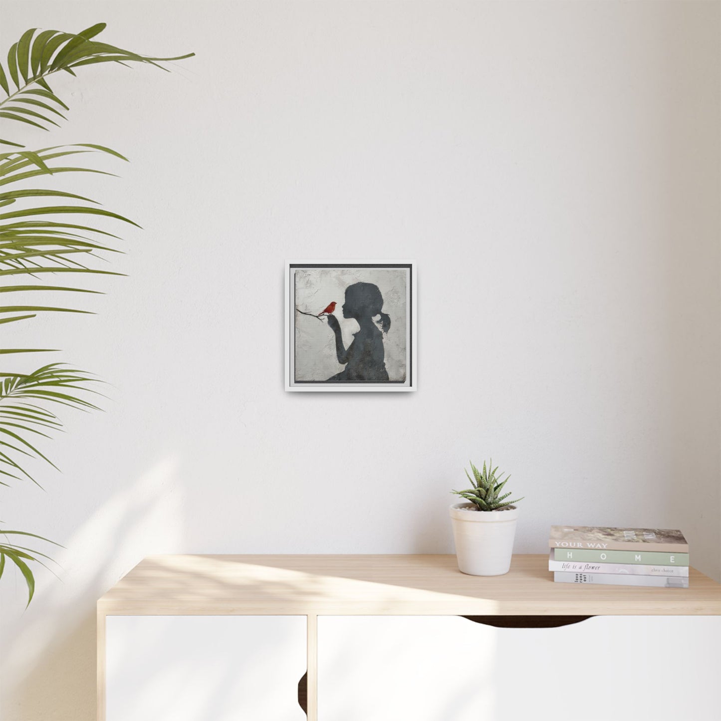 Child silhouette Square Framed Canvas Wall Art