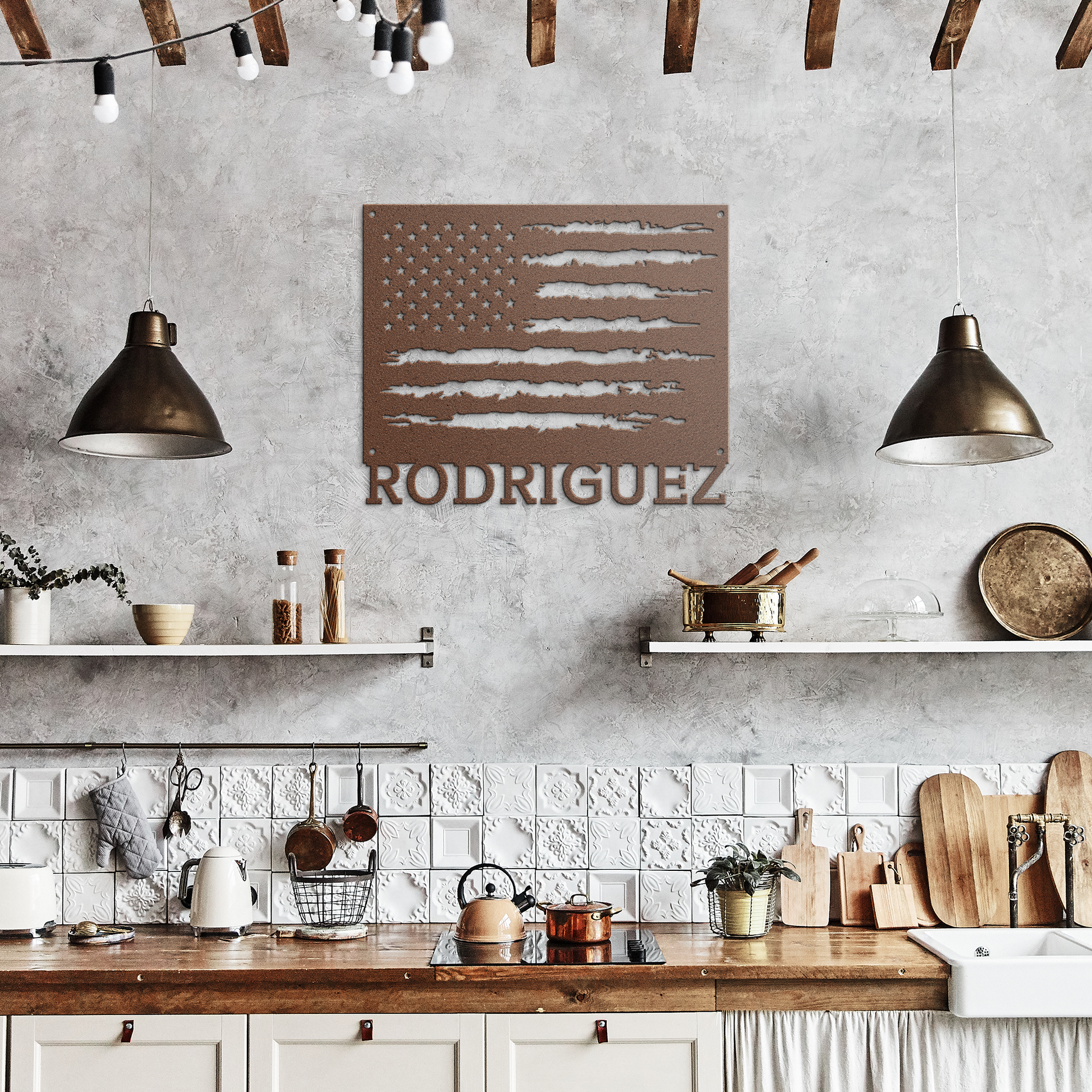 Personalized American Flag Metal Sign