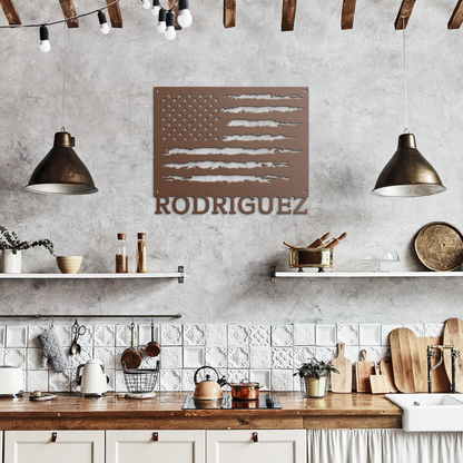 Personalized American Flag Metal Sign