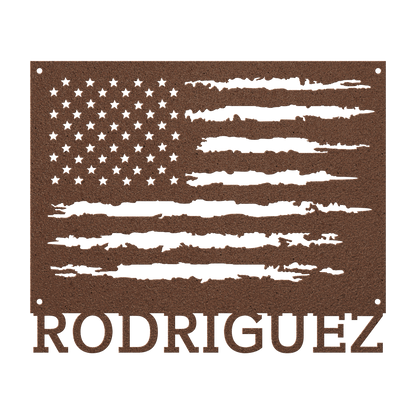 Personalized American Flag Metal Sign