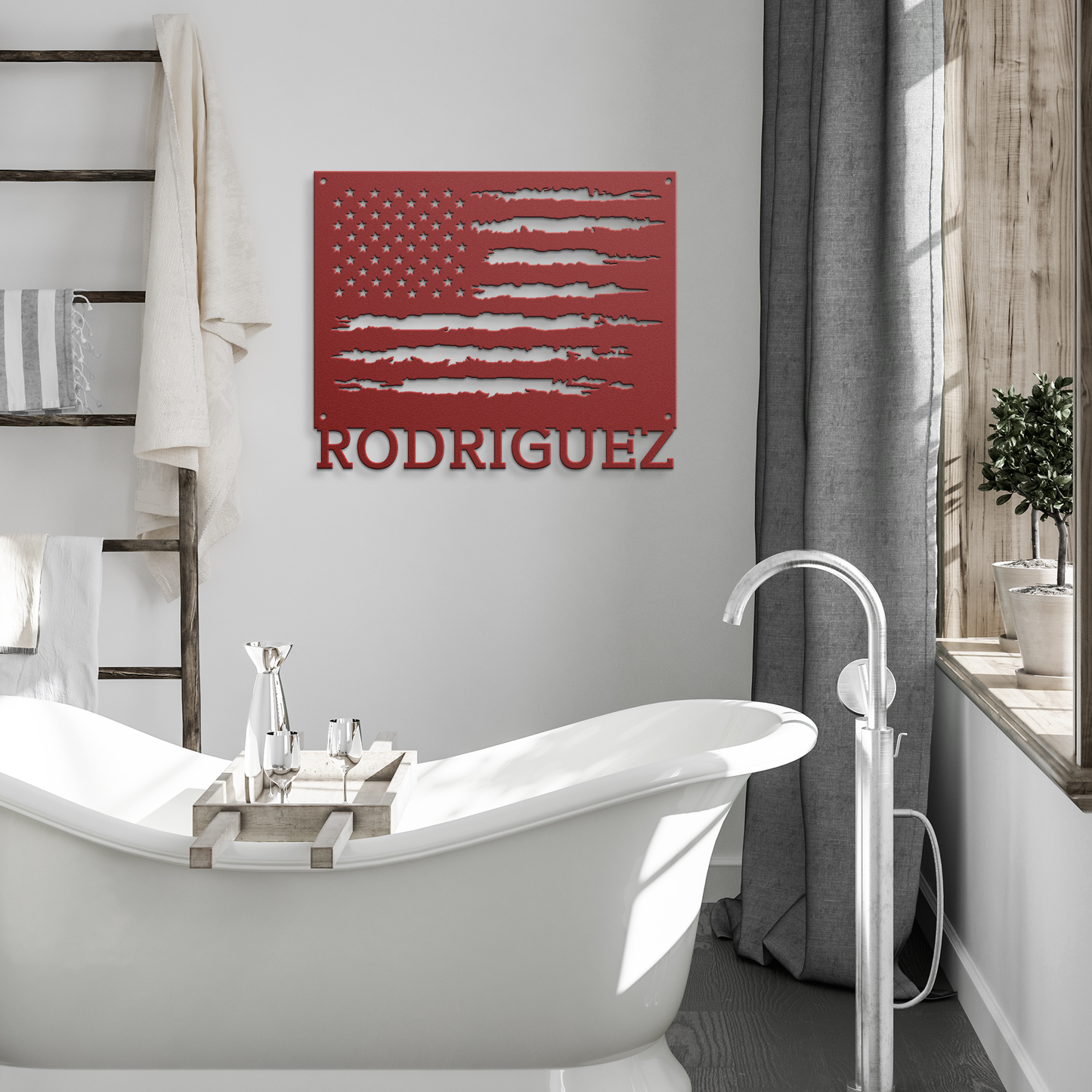 Personalized American Flag Metal Sign