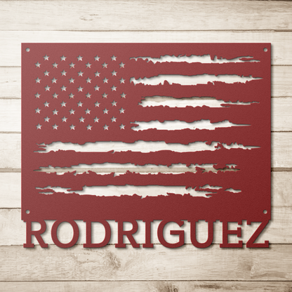 Personalized American Flag Metal Sign