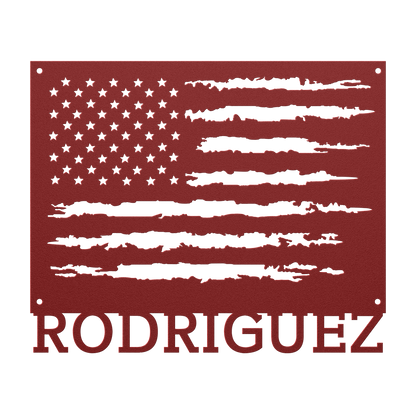 Personalized American Flag Metal Sign