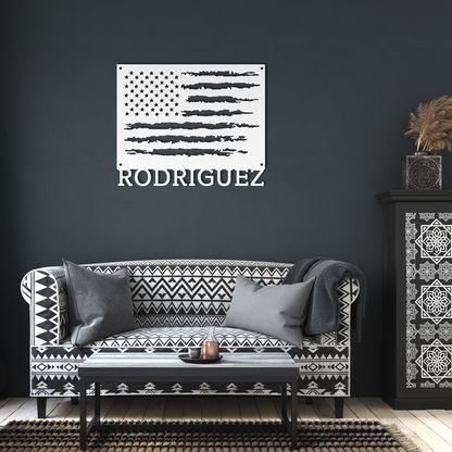 Personalized American Flag Metal Sign