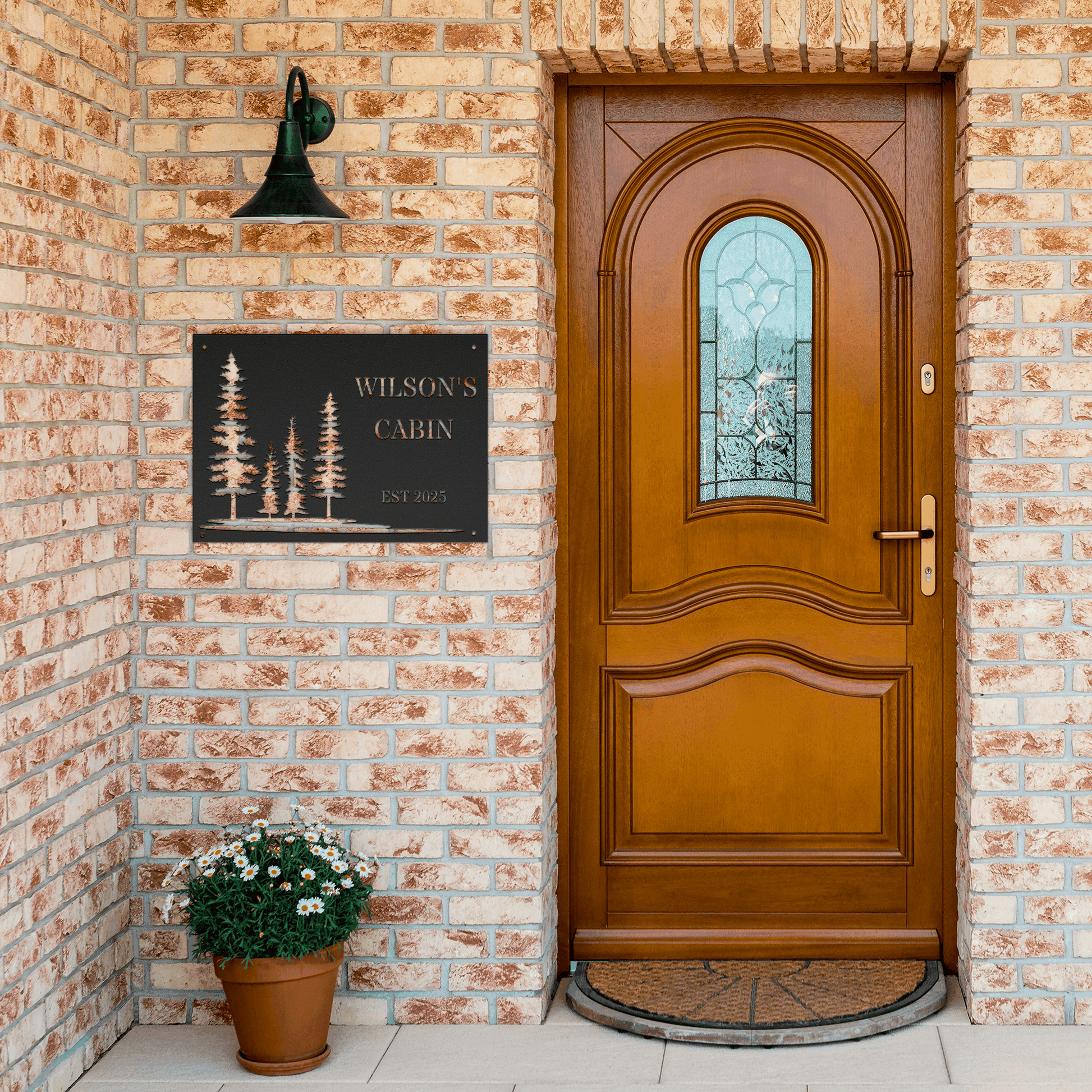 Personalized Pine Tree Metal Cabin Sign