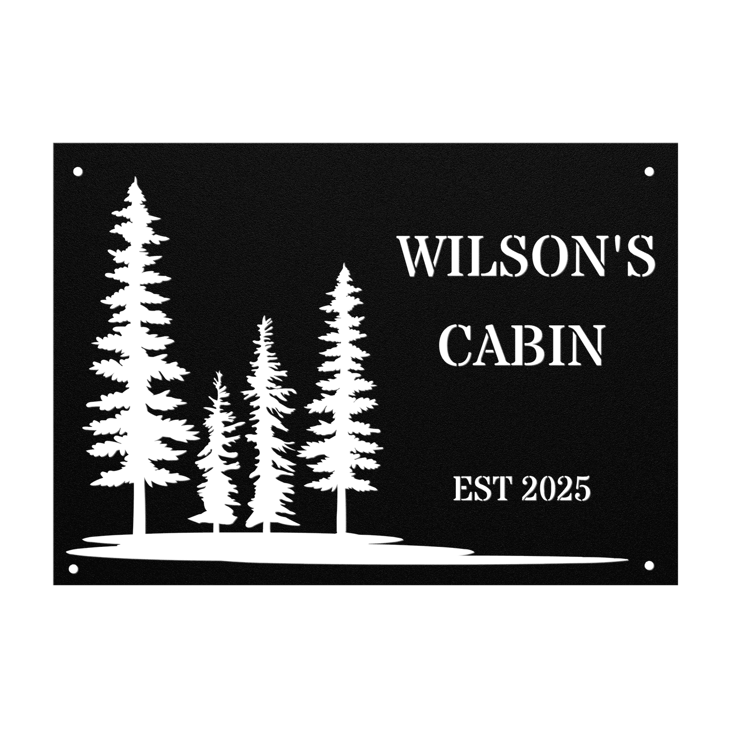 Personalized Pine Tree Metal Cabin Sign