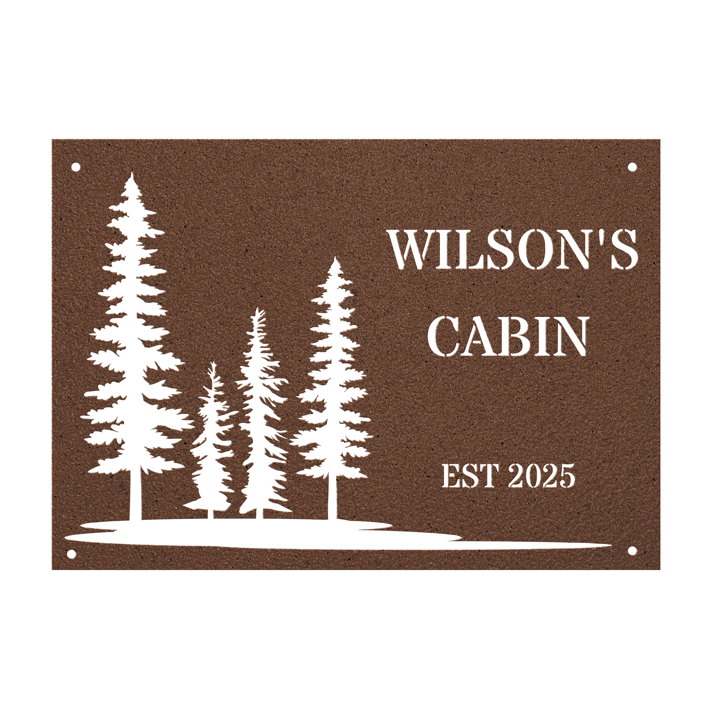 Personalized Pine Tree Metal Cabin Sign