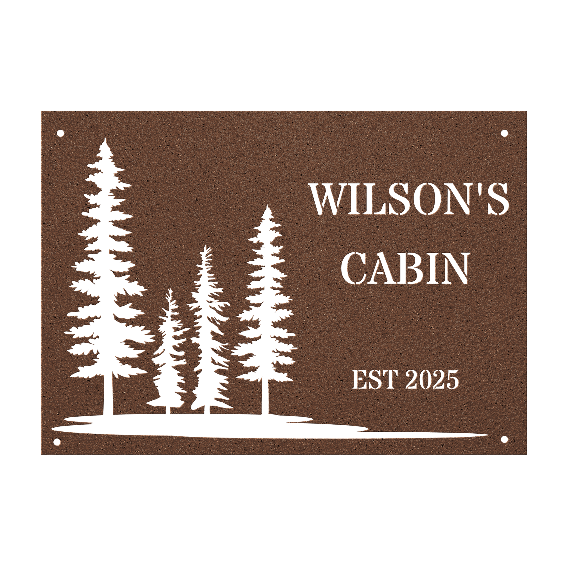 Personalized Pine Tree Metal Cabin Sign