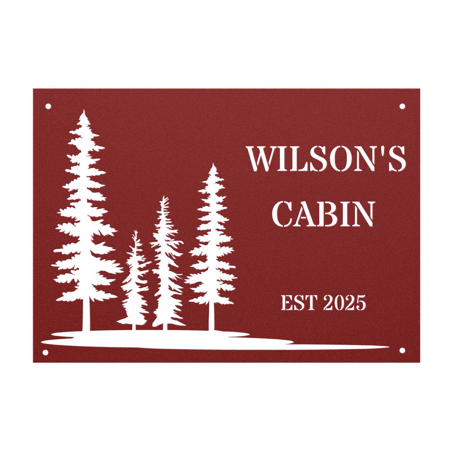 Personalized Pine Tree Metal Cabin Sign