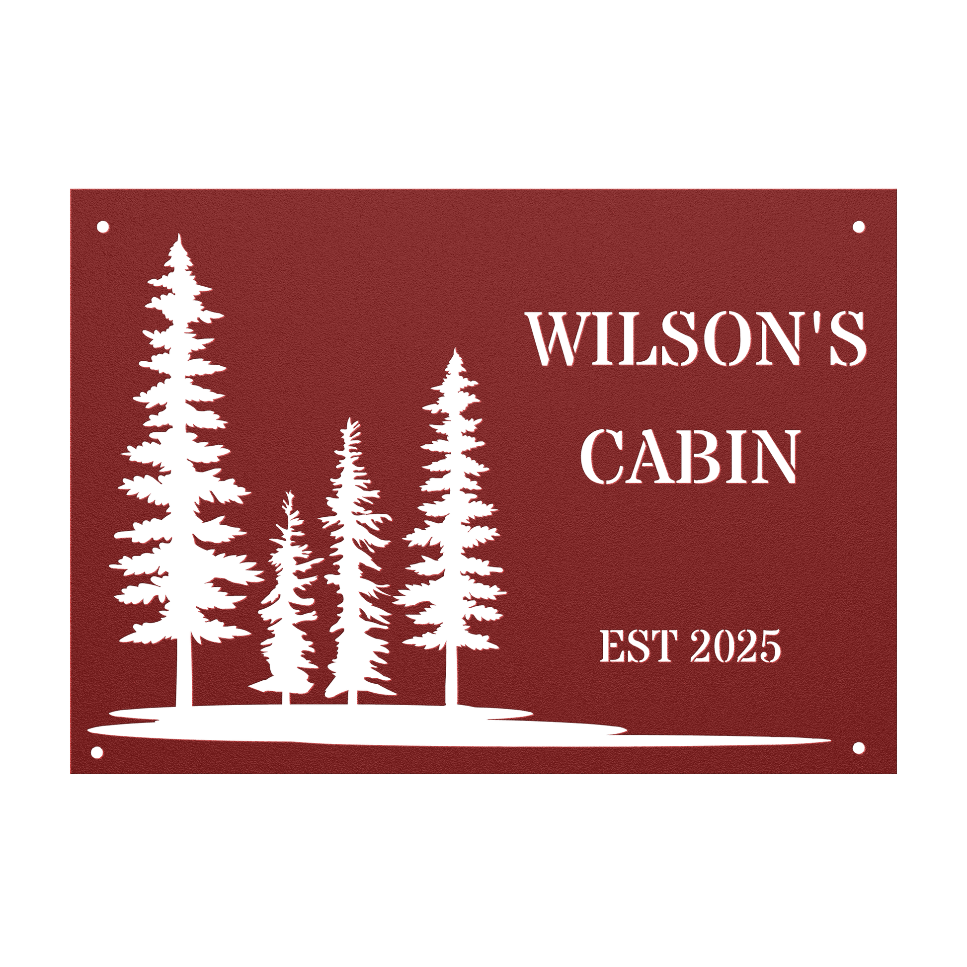 Personalized Pine Tree Metal Cabin Sign