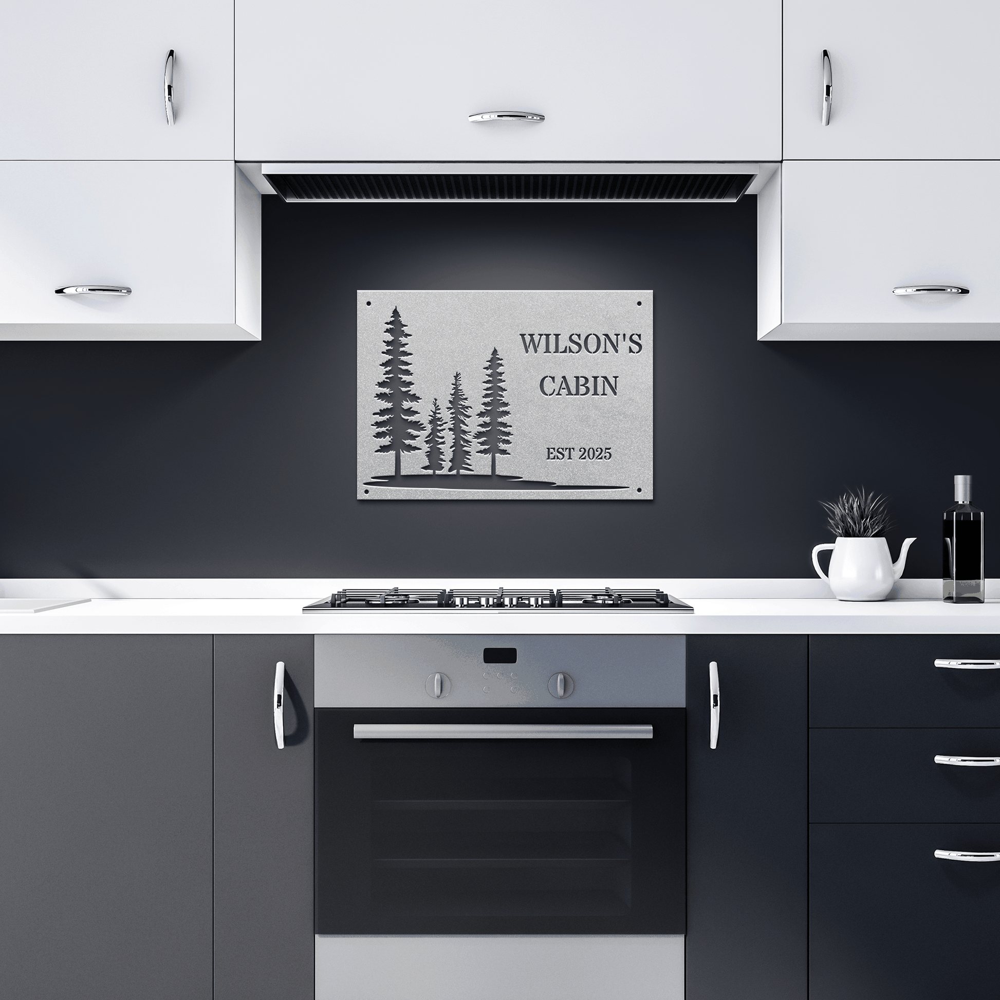 Personalized Pine Tree Metal Cabin Sign