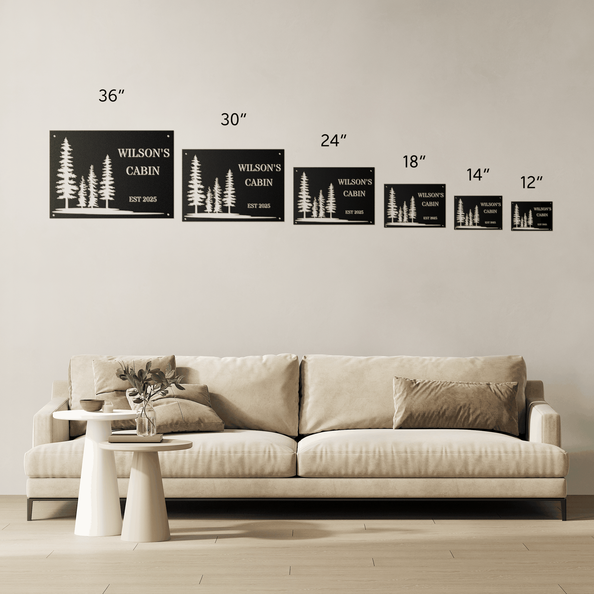 Personalized Pine Tree Metal Cabin Sign