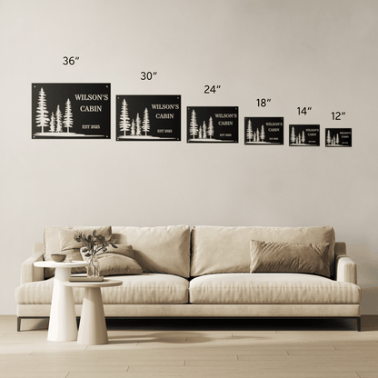 Personalized Pine Tree Metal Cabin Sign