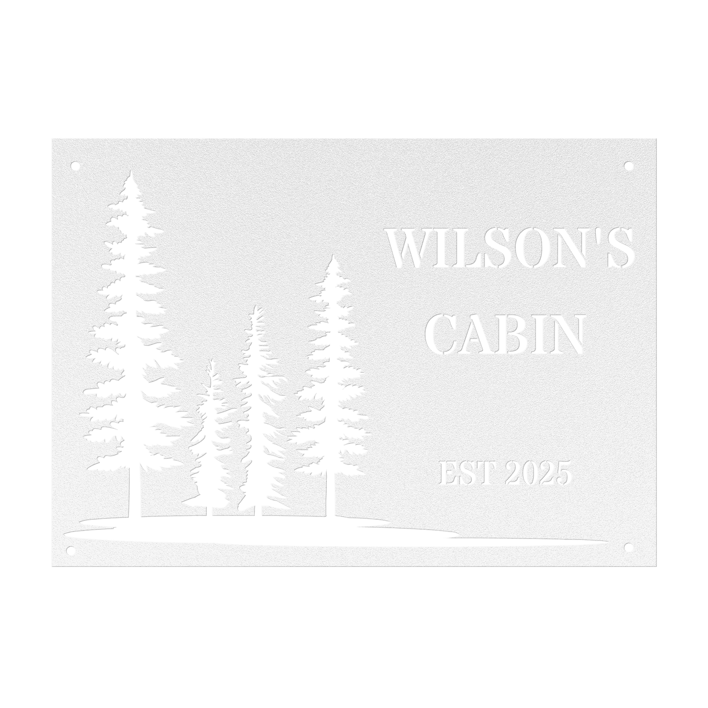 Personalized Pine Tree Metal Cabin Sign