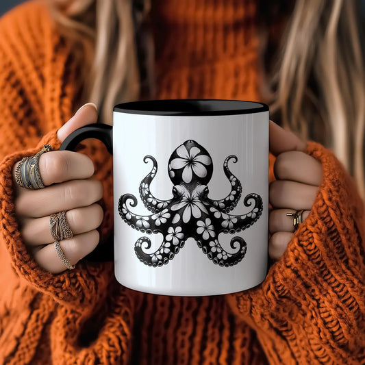 Coffee Mug Floral Octopus Design