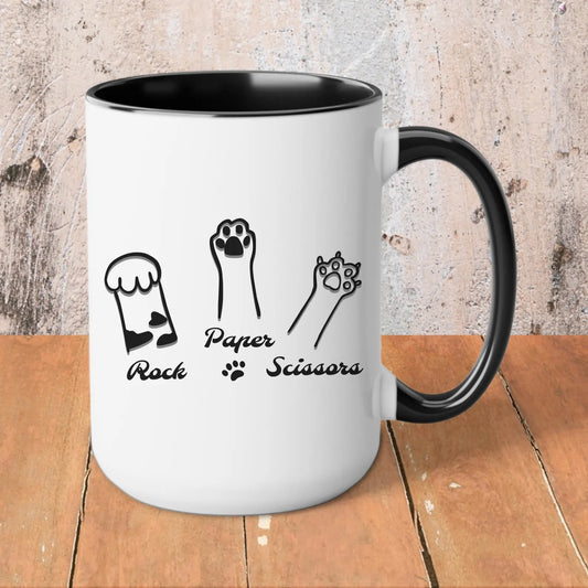 Rock Paper Scissors Cat Coffee Mug
