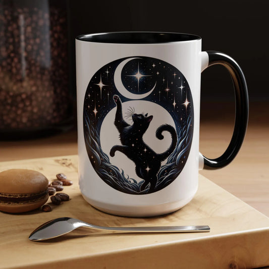 Starry Night Black Cat Ceramic Coffee Mug
