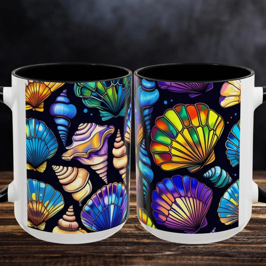 Colorful Stained Glass Effect Seashells Mug